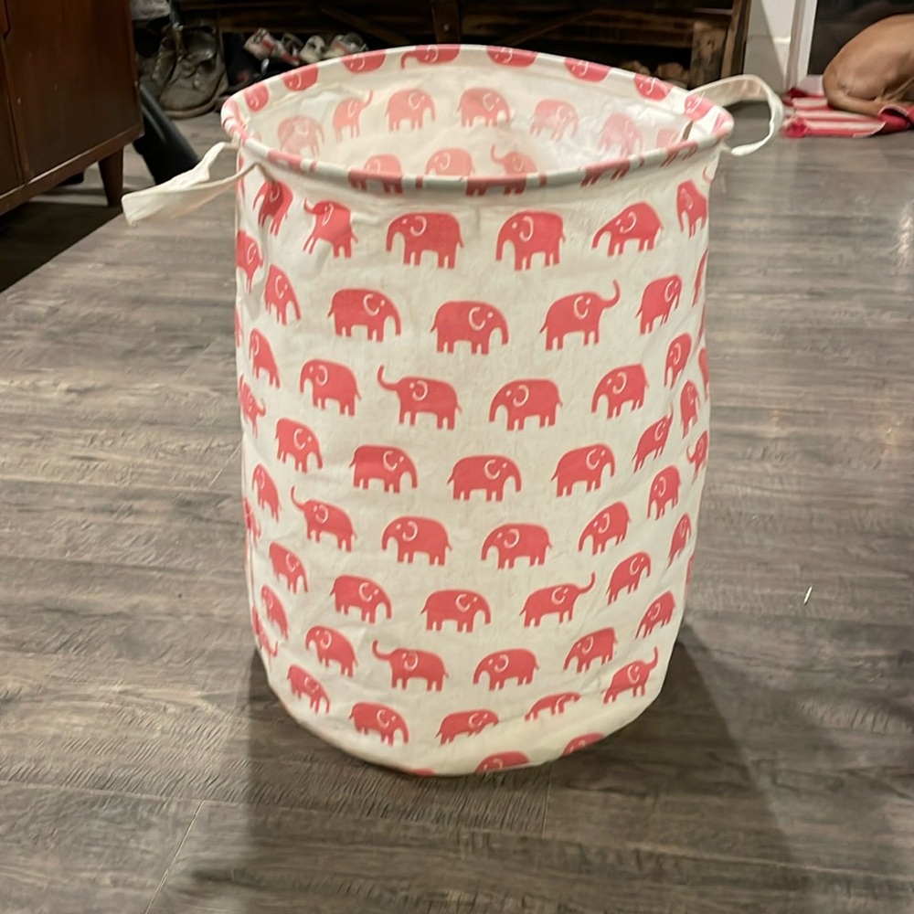 Pink elephant laundry hamper/toy bin